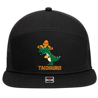 Taco Saurus Cinco De Mayo Dinosaur 7 Panel Mesh Trucker Snapback Hat