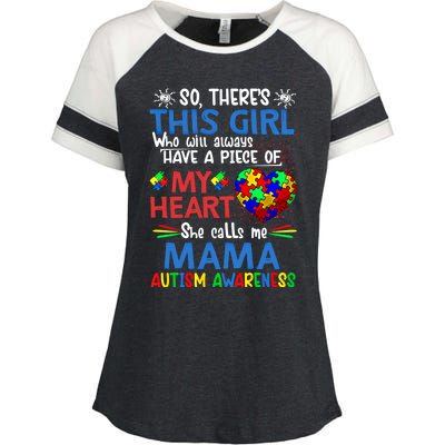 This She Calls Me Mama Autism Awareness Autistic Gift Enza Ladies Jersey Colorblock Tee