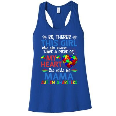 This She Calls Me Mama Autism Awareness Autistic Gift Women's Racerback Tank