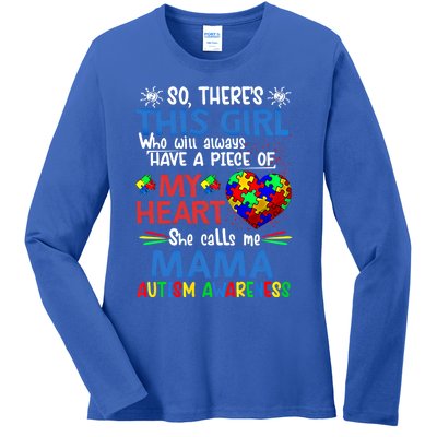 This She Calls Me Mama Autism Awareness Autistic Gift Ladies Long Sleeve Shirt