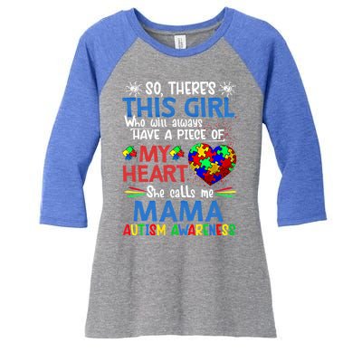 This She Calls Me Mama Autism Awareness Autistic Gift Women's Tri-Blend 3/4-Sleeve Raglan Shirt