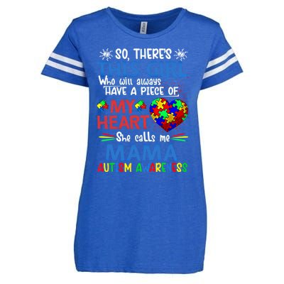 This She Calls Me Mama Autism Awareness Autistic Gift Enza Ladies Jersey Football T-Shirt