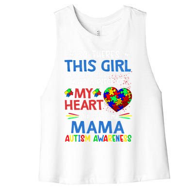 This She Calls Me Mama Autism Awareness Autistic Gift Women's Racerback Cropped Tank