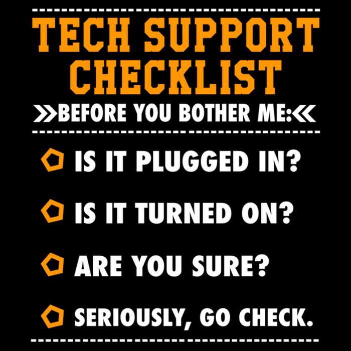Tech Support Checklist Funny It Computer Helpdesk Saying Gift Cooling Performance Crew T-Shirt