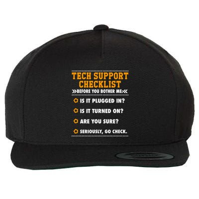 Tech Support Checklist Funny It Computer Helpdesk Saying Gift Wool Snapback Cap