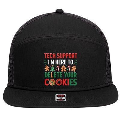 Tech Support Christmas Cookies Funny Christmas Gift 7 Panel Mesh Trucker Snapback Hat