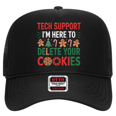 Tech Support Christmas Cookies Funny Christmas Gift High Crown Mesh Back Trucker Hat