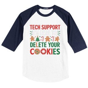 Tech Support Christmas Cookies Funny Christmas Gift Baseball Sleeve Shirt