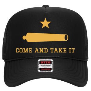 Texas State Come And Take It Historic Slogan With Canon 1836 High Crown Mesh Back Trucker Hat