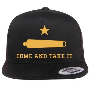 Texas State Come And Take It Historic Slogan With Canon 1836 Flat Bill Trucker Hat