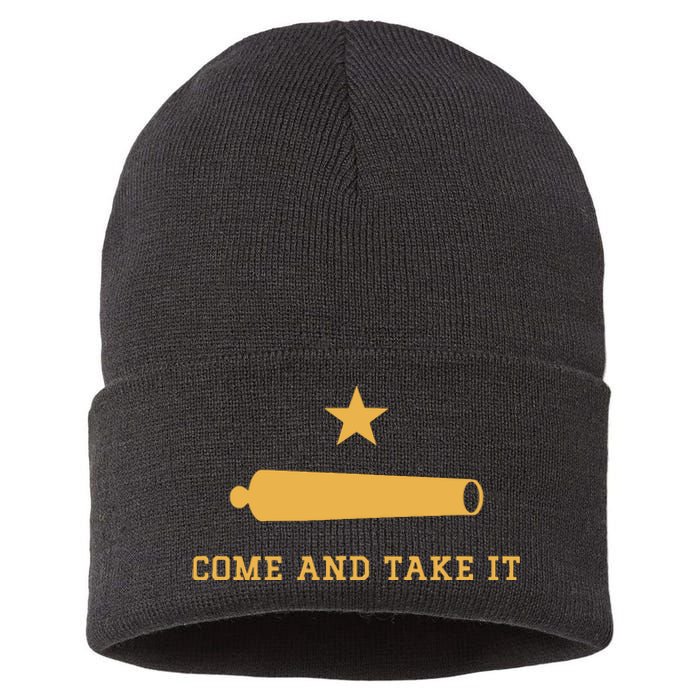 Texas State Come And Take It Historic Slogan With Canon 1836 Sustainable Knit Beanie