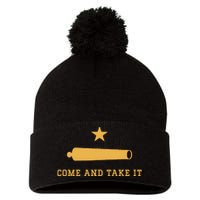 Texas State Come And Take It Historic Slogan With Canon 1836 Pom Pom 12in Knit Beanie