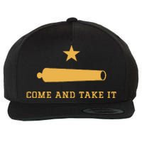 Texas State Come And Take It Historic Slogan With Canon 1836 Wool Snapback Cap