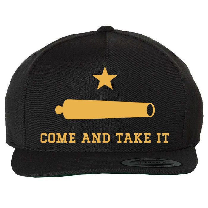 Texas State Come And Take It Historic Slogan With Canon 1836 Wool Snapback Cap