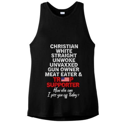 Trump Supporter Christian White Straight Unwoke Unvaxxed Ladies PosiCharge Tri-Blend Wicking Tank