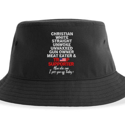 Trump Supporter Christian White Straight Unwoke Unvaxxed Sustainable Bucket Hat
