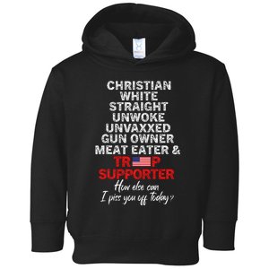 Trump Supporter Christian White Straight Unwoke Unvaxxed Toddler Hoodie