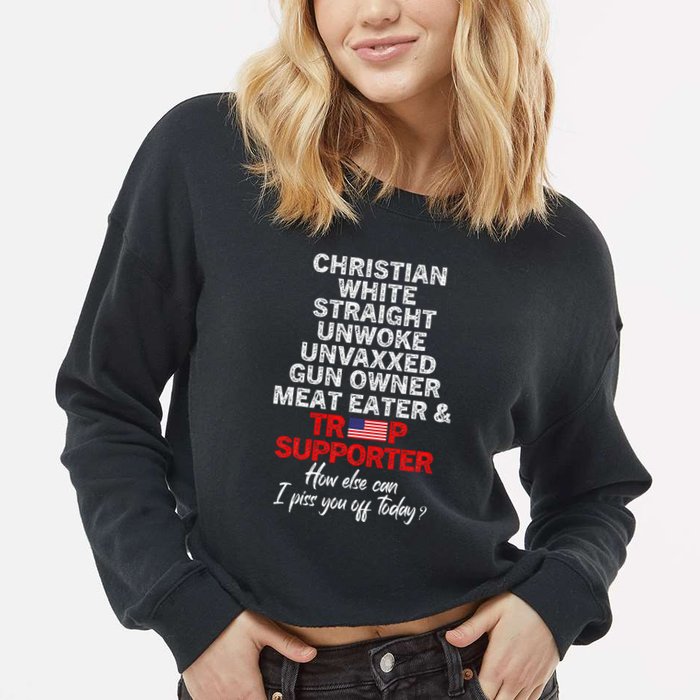 Trump Supporter Christian White Straight Unwoke Unvaxxed Cropped Pullover Crew