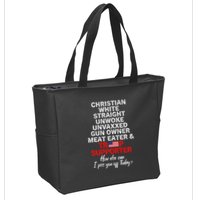 Trump Supporter Christian White Straight Unwoke Unvaxxed Zip Tote Bag