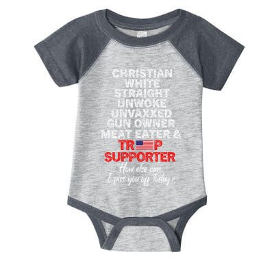 Trump Supporter Christian White Straight Unwoke Unvaxxed Infant Baby Jersey Bodysuit