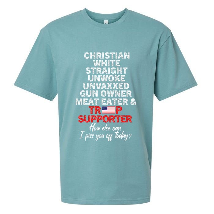 Trump Supporter Christian White Straight Unwoke Unvaxxed Sueded Cloud Jersey T-Shirt