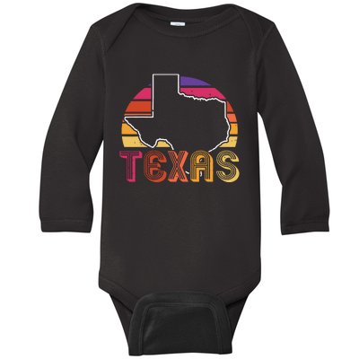 Texas State Country Retro Vintage Baby Long Sleeve Bodysuit