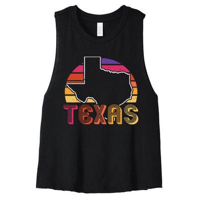 Texas State Country Retro Vintage Women's Racerback Cropped Tank