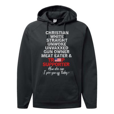 Trump Supporter Christian White Straight Unwoke Unvaxxed Performance Fleece Hoodie