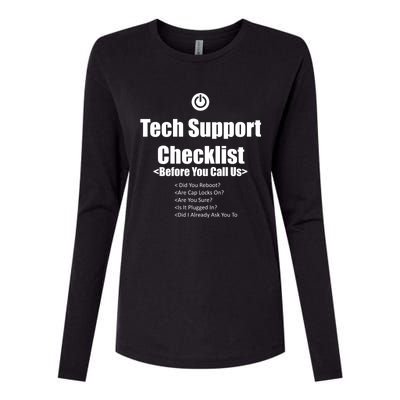 Tech Support Checklist Fun Gift Womens Cotton Relaxed Long Sleeve T-Shirt