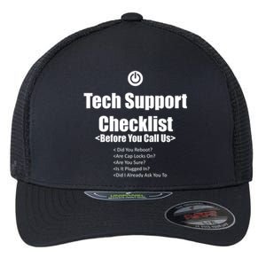 Tech Support Checklist Fun Gift Flexfit Unipanel Trucker Cap