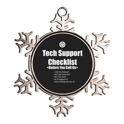 Tech Support Checklist Fun Gift Metallic Star Ornament