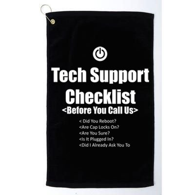 Tech Support Checklist Fun Gift Platinum Collection Golf Towel