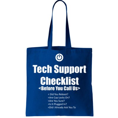 Tech Support Checklist Fun Gift Tote Bag