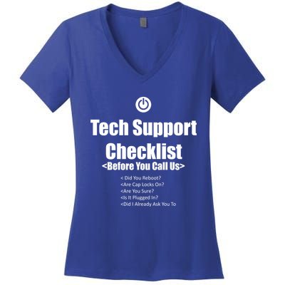 Tech Support Checklist Fun Gift Women's V-Neck T-Shirt