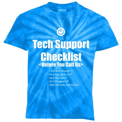 Tech Support Checklist Fun Gift Kids Tie-Dye T-Shirt