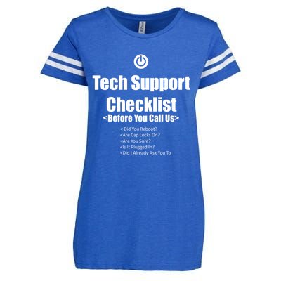 Tech Support Checklist Fun Gift Enza Ladies Jersey Football T-Shirt