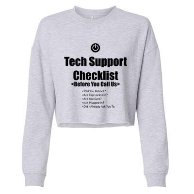 Tech Support Checklist Fun Gift Cropped Pullover Crew