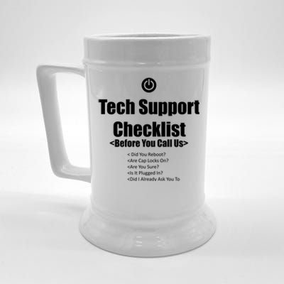 Tech Support Checklist Fun Gift Beer Stein