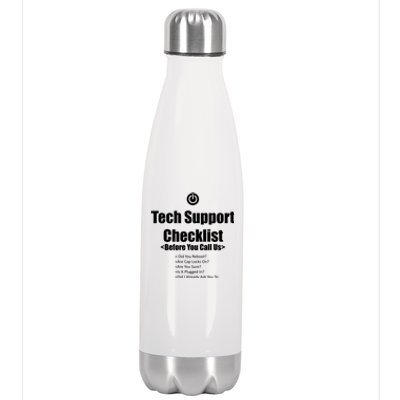 Tech Support Checklist Fun Gift Stainless Steel Insulated Water Bottle