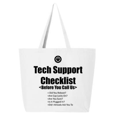 Tech Support Checklist Fun Gift 25L Jumbo Tote