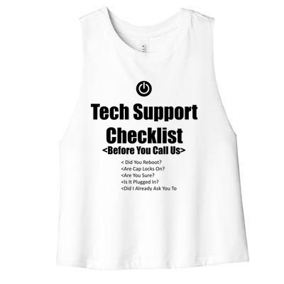 Tech Support Checklist Fun Gift Women's Racerback Cropped Tank