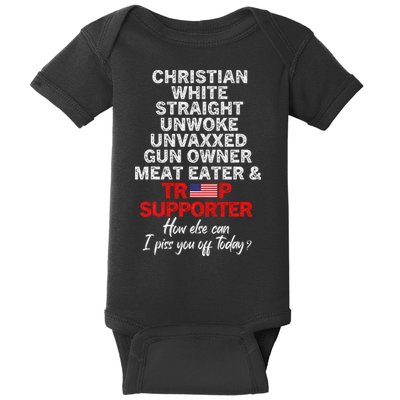 Trump Supporter Christian White Straight Unwoke Unvaxxed Baby Bodysuit