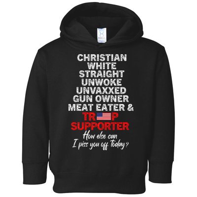 Trump Supporter Christian White Straight Unwoke Unvaxxed Toddler Hoodie