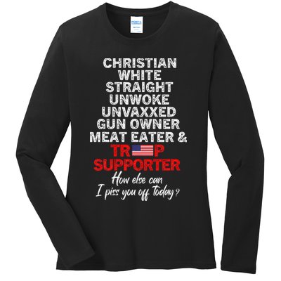 Trump Supporter Christian White Straight Unwoke Unvaxxed Ladies Long Sleeve Shirt