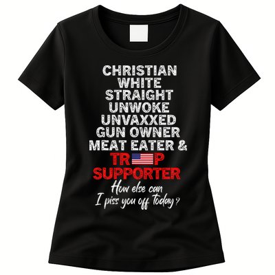 Trump Supporter Christian White Straight Unwoke Unvaxxed Womens T-Shirt