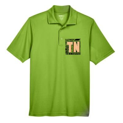 Tennessee State College Sports Fan Word Text Art Men's Origin Performance Pique Polo