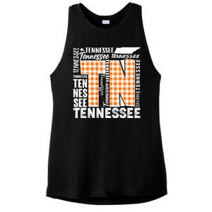 Tennessee State College Sports Fan Word Text Art Ladies PosiCharge Tri-Blend Wicking Tank