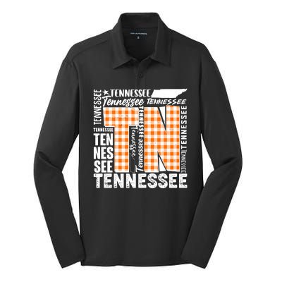 Tennessee State College Sports Fan Word Text Art Silk Touch Performance Long Sleeve Polo