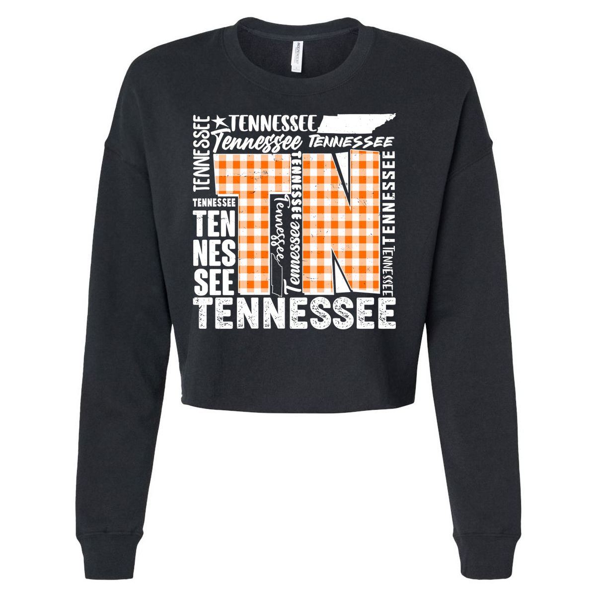 Tennessee State College Sports Fan Word Text Art Cropped Pullover Crew