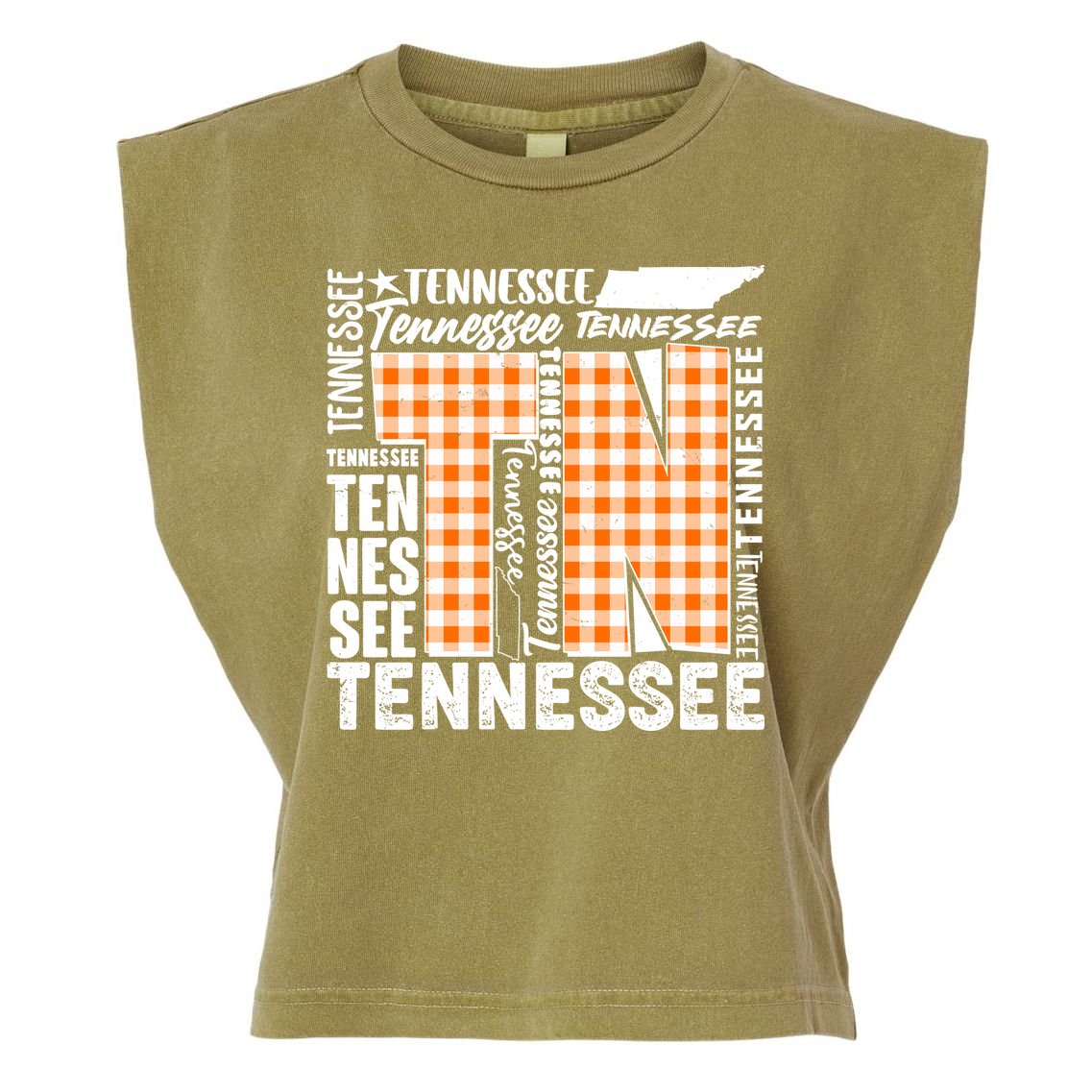 Tennessee State College Sports Fan Word Text Art Garment-Dyed Women's Muscle Tee